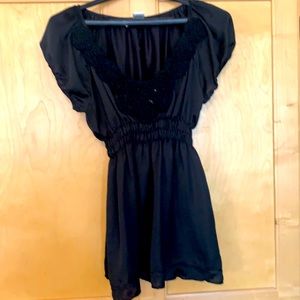 Black satin blouse